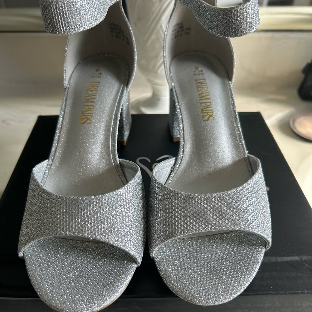 Elegant Silver Glitter Heels